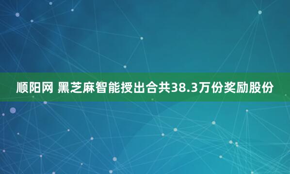 顺阳网 黑芝麻智能授出合共38.3万份奖励股份